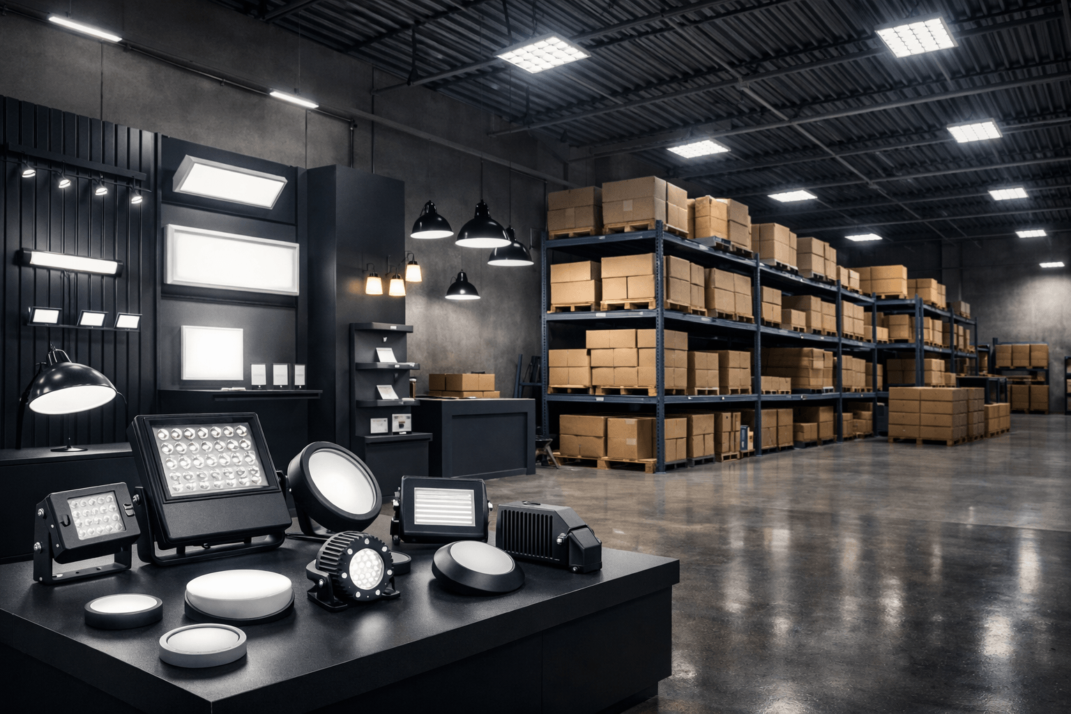 Commercial LED lighting products and warehouse inventory available from Aglare USA for wholesale distribution